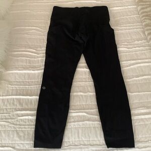 Lululemon black leggings with tie, size 8